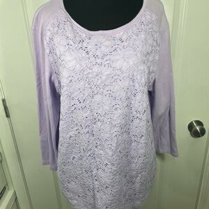 Croft&Barrow Lavender Lace Women's Top Size Large CB-112